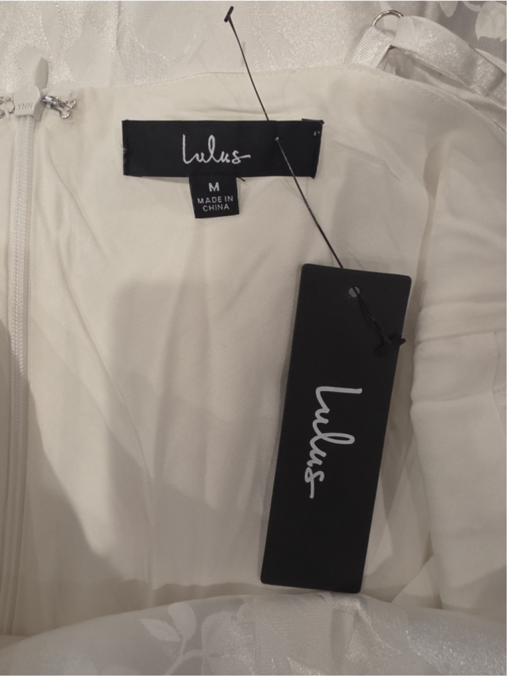 Lulu's Close to Your Heart White Satin Jacquard Cowl Slip Dress Sz M Beach Bride - Picture 9 of 11